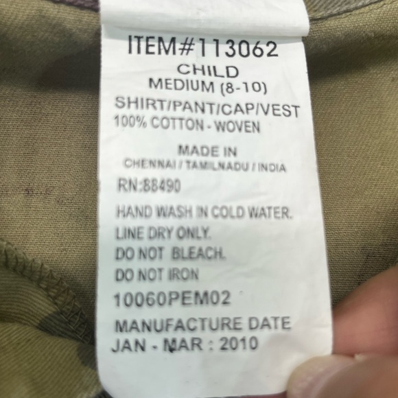 Vintage 2010 Collections Camouflage Military Jacket Play Army Green‎ Youth 8-10 - Picture 6 of 10